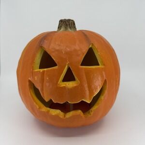 Vintage 1993 Trendmasters Lighted Pumpkin Jack O Lantern Halloween Decor Orange